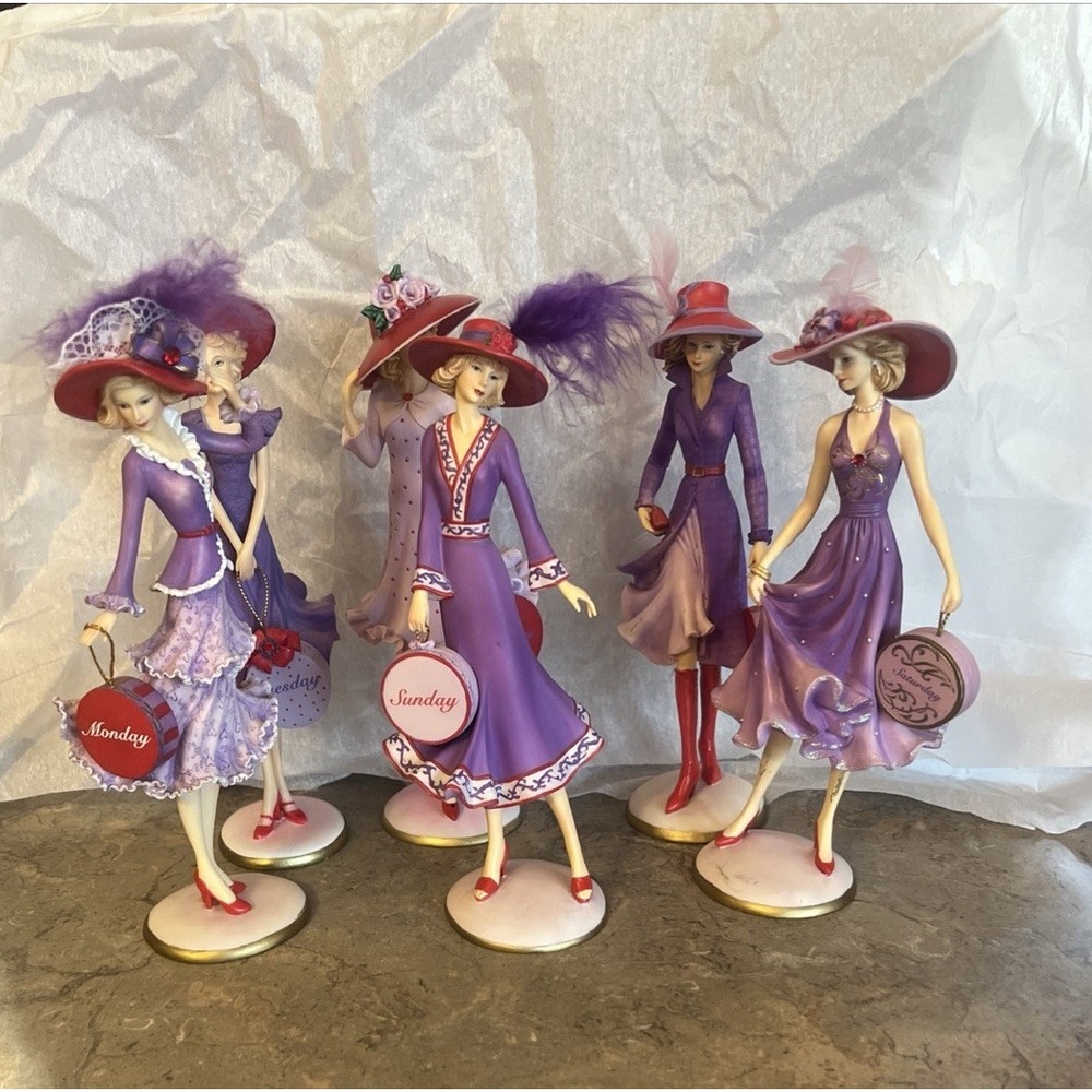 Hats of the Week Collection Set Of 6 Figurine (one Day Missing)